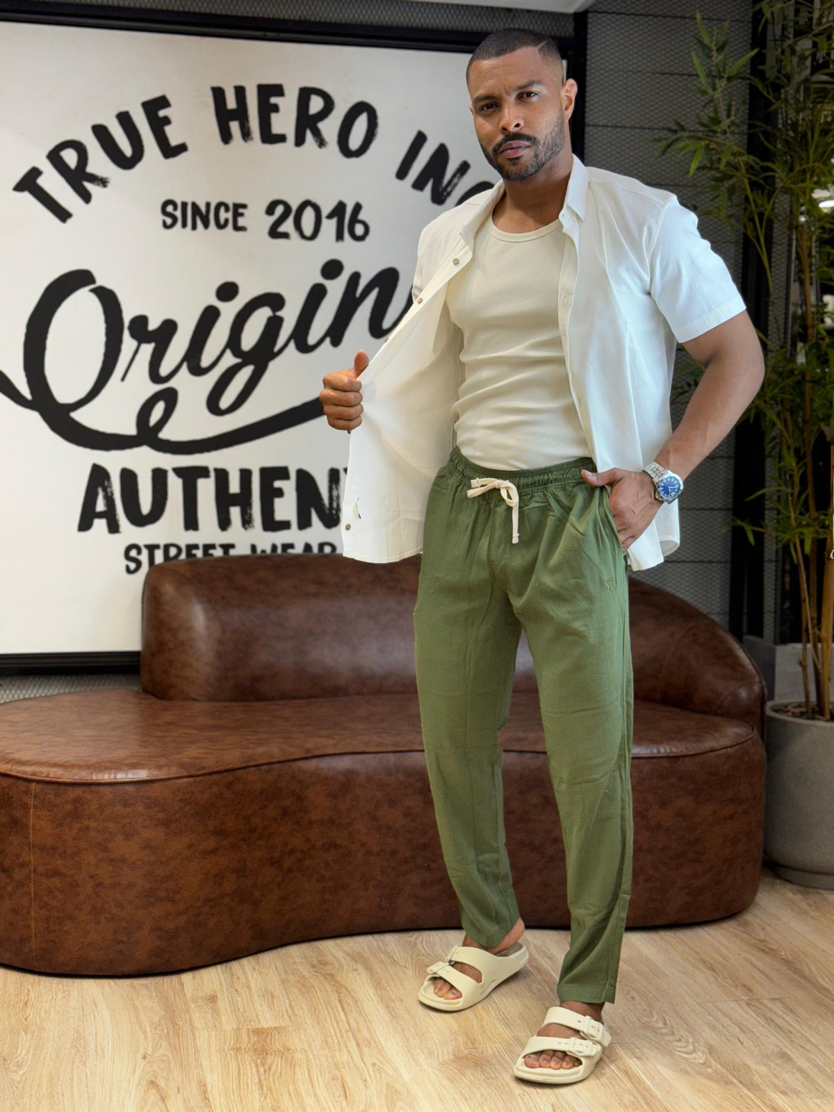 Calça de Linho com Elastano Super Premium
