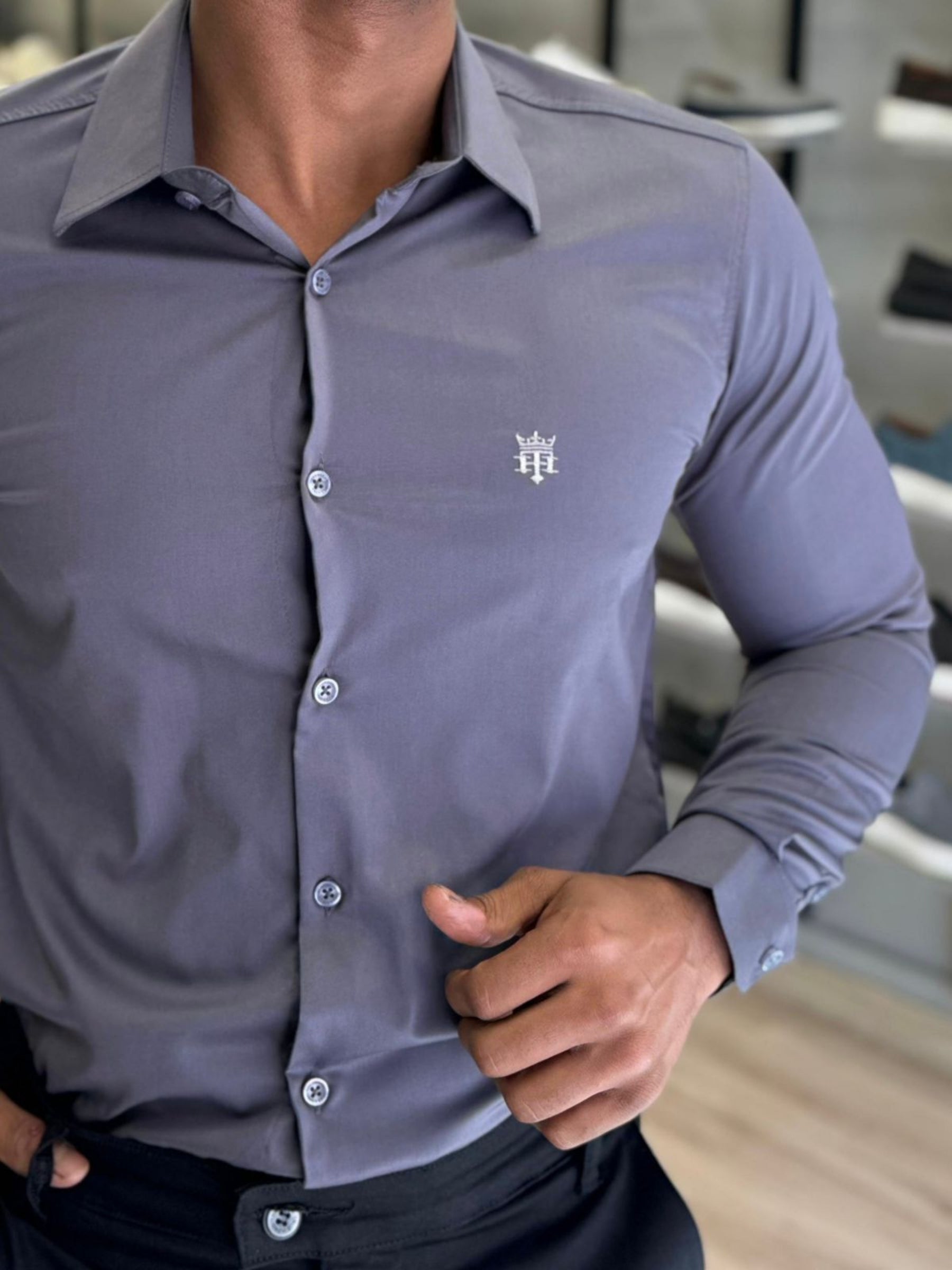 Camisa Social Acetinada Fibra de Bambú Manga Longa True Hero