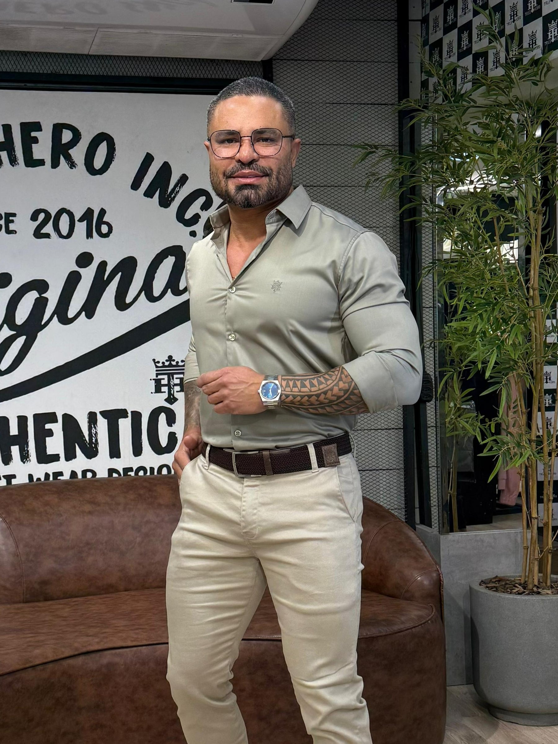 Camisa Social Acetinada Fibra de Bambú Manga Longa True Hero