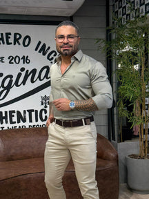 Camisa Social Acetinada Fibra de Bambú Manga Longa True Hero