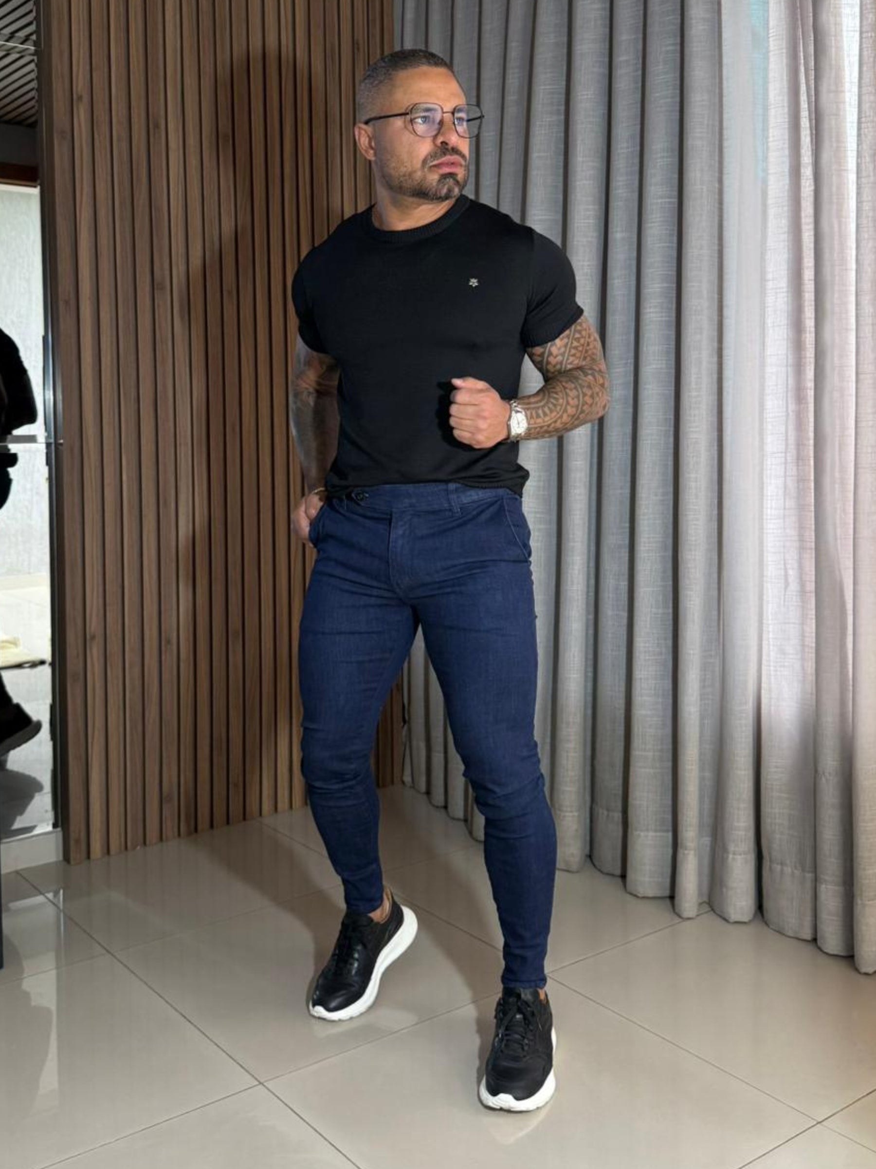 Calça Jeans Escuro Bolso Faca True Hero