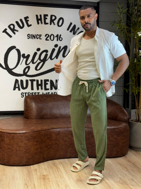 Calça de Linho com Elastano Super Premium