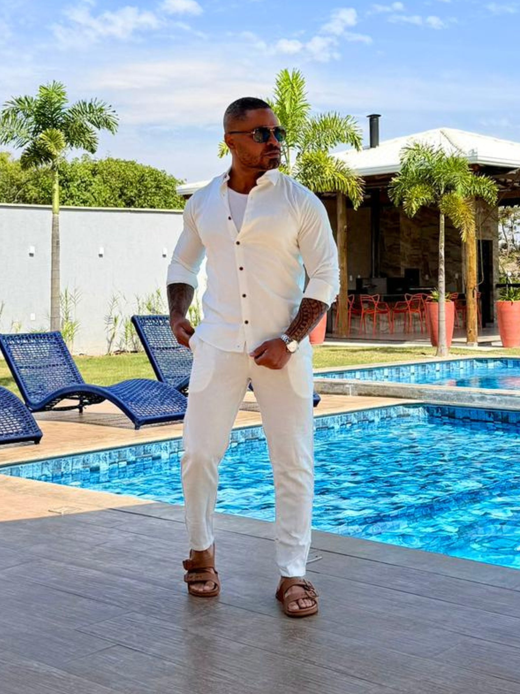 Calça de Linho com Elastano Super Premium