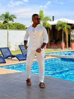 Calça de Linho com Elastano Super Premium