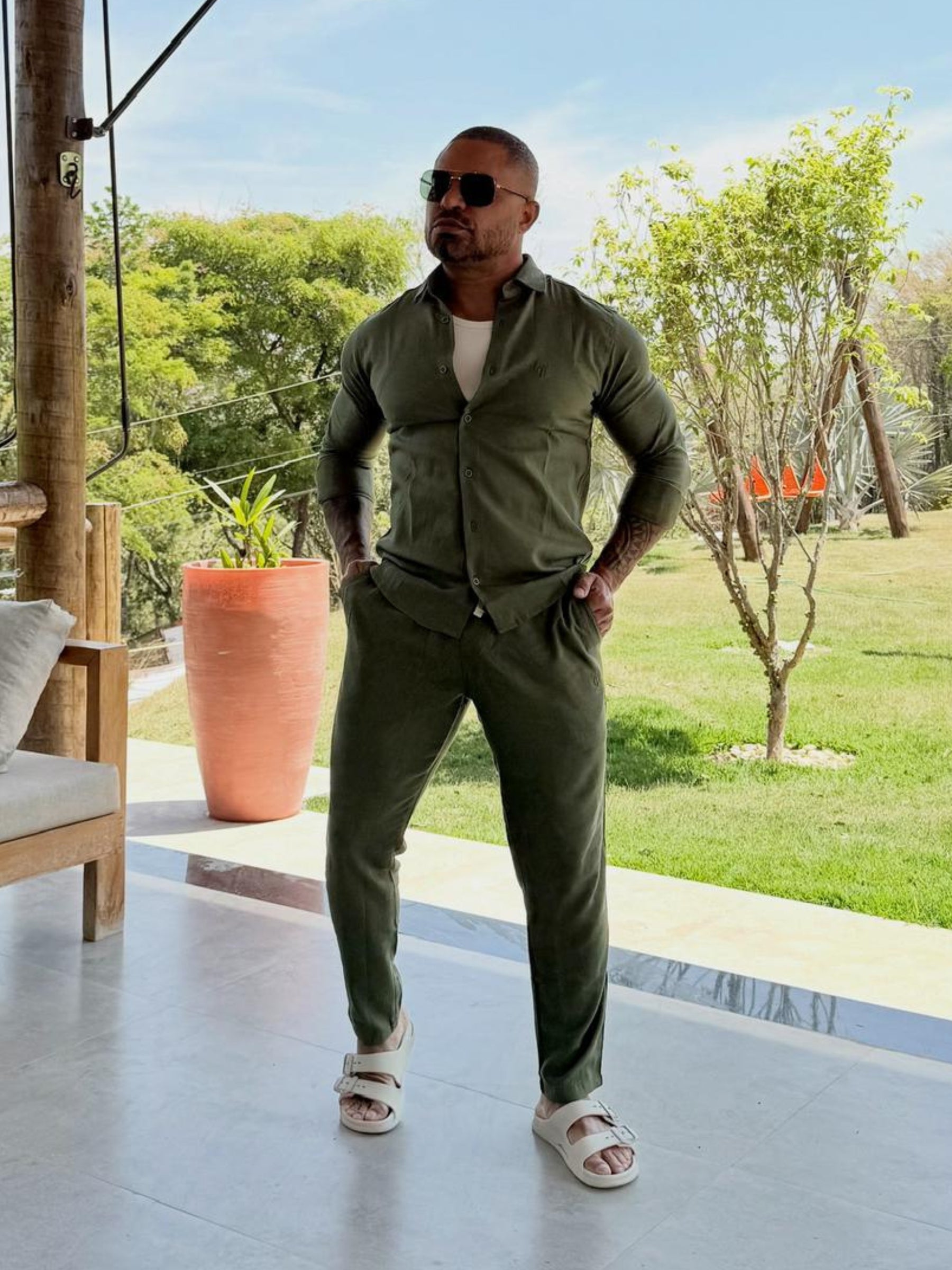 Calça de Linho com Elastano Super Premium
