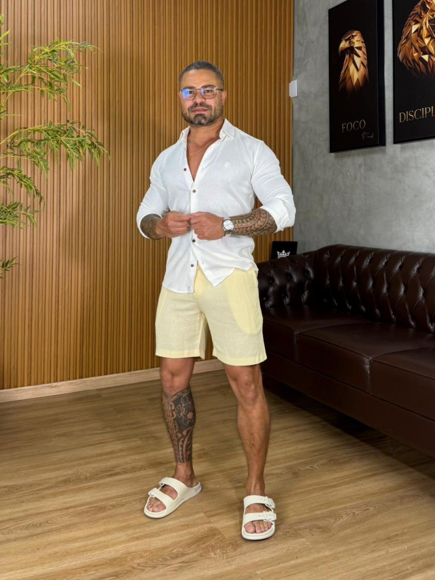Bermuda de linho com Elastano Super Premium True Hero