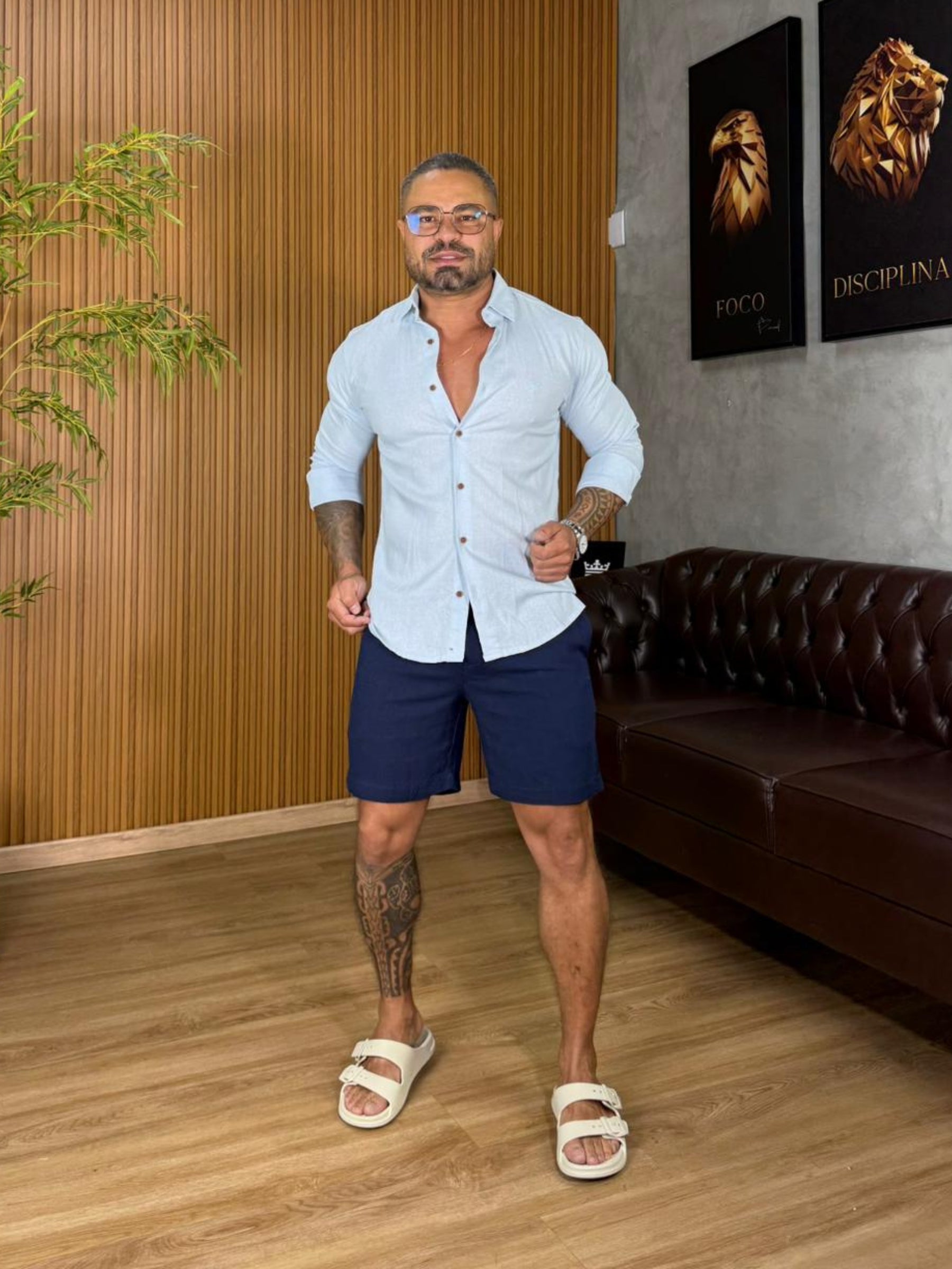 Bermuda de linho com Elastano Super Premium True Hero