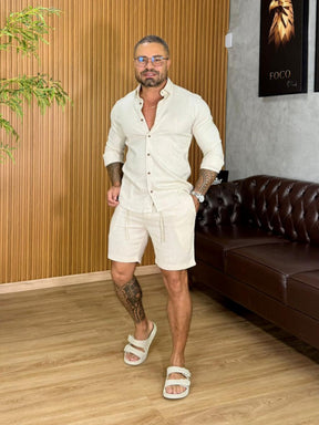 Bermuda de linho com Elastano Super Premium True Hero